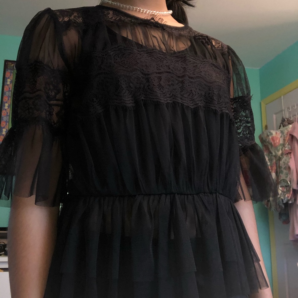 black lace top